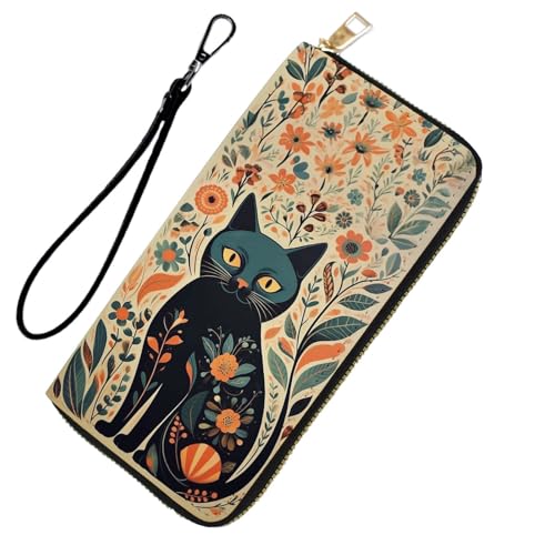 DHEEBFWE RFID-blockierende Geldbörse für Damen und Teenager-Mädchen, Leder-Handy-Clutch mit abnehmbarem Riemen, großes Fassungsvermögen, Kreditkartenhalter, ideale Reise-Geldbörse für Damen von DHEEBFWE