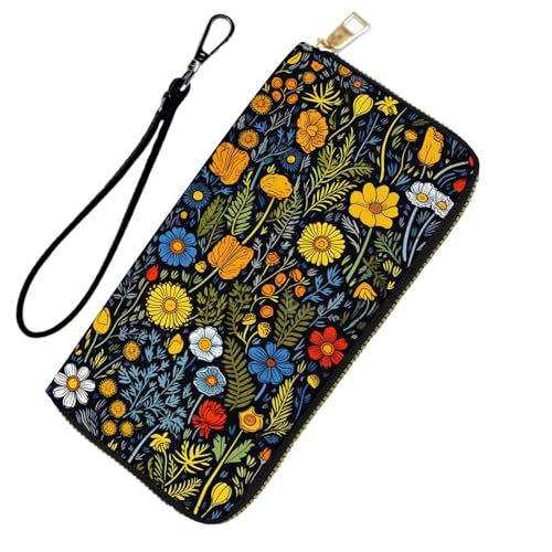 DHEEBFWE RFID-blockierende Geldbörse für Damen und Teenager-Mädchen, Leder-Handy-Clutch mit abnehmbarem Riemen, großes Fassungsvermögen, Kreditkartenhalter, ideale Reise-Geldbörse für Damen von DHEEBFWE