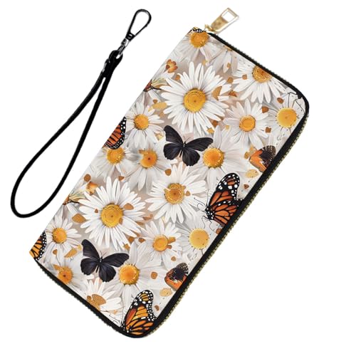 DHEEBFWE RFID-blockierende Geldbörse für Damen und Teenager-Mädchen, Leder-Handy-Clutch mit abnehmbarem Riemen, großes Fassungsvermögen, Kreditkartenhalter, ideale Reise-Geldbörse für Damen von DHEEBFWE