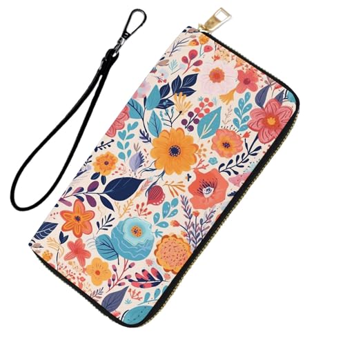 DHEEBFWE RFID-blockierende Geldbörse für Damen und Teenager-Mädchen, Leder-Handy-Clutch mit abnehmbarem Riemen, großes Fassungsvermögen, Kreditkartenhalter, ideale Reise-Geldbörse für Damen von DHEEBFWE