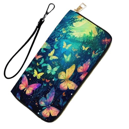 DHEEBFWE RFID-blockierende Geldbörse für Damen und Teenager-Mädchen, Leder-Handy-Clutch mit abnehmbarem Riemen, großes Fassungsvermögen, Kreditkartenhalter, ideale Reise-Geldbörse für Damen von DHEEBFWE