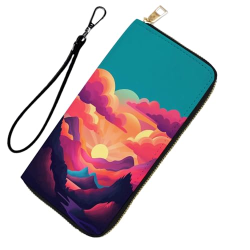 DHEEBFWE RFID-blockierende Geldbörse für Damen und Teenager-Mädchen, Leder-Handy-Clutch mit abnehmbarem Riemen, großes Fassungsvermögen, Kreditkartenhalter, ideale Reise-Geldbörse für Damen von DHEEBFWE