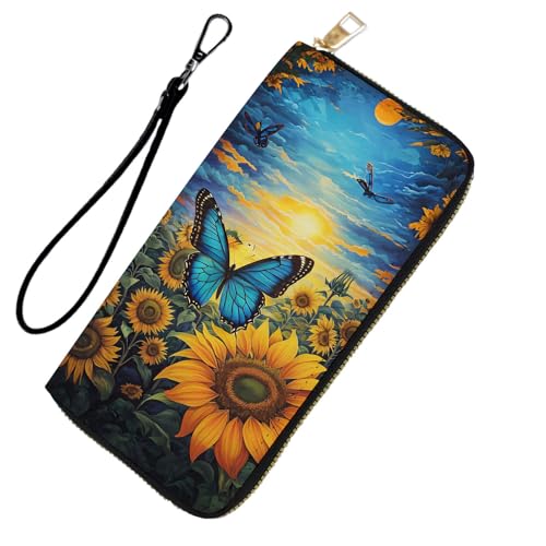 DHEEBFWE RFID-blockierende Geldbörse für Damen und Teenager-Mädchen, Leder-Handy-Clutch mit abnehmbarem Riemen, großes Fassungsvermögen, Kreditkartenhalter, ideale Reise-Geldbörse für Damen von DHEEBFWE