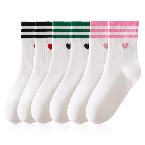 DHFUCNKO 3 Paar Weiße Socken Tennissocken Damen 36-42,Sportsocken Baumwolle mit Streifen Herz, Baumwolle Lustige Socken,Geeignet für Freundinnen Valentinstag und Jahrestag DHFUCNKO 3 Paar Weiße Socken Tennissocken Damen 36-42,Sportsocken Baumwolle mit Streifen Herz, Baumwolle Lustige Socken,Geeignet für Freundinnen Valentinstag und Jahrestag von DHFUCNKO