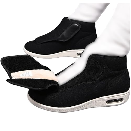 DHIJUPNG Extra Weit Diabetiker Schuhe Herren Winter Warm Gesundheit Stiefel Damen Winterschuhe Warm Herrenschuhe Hoher Spann für Geschwollen Füße(Black B,41) von DHIJUPNG