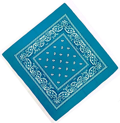 Unbekannt Bandana Kopftuch Halstuch Nickituch Biker Tuch Motorad Tuch verschied. Farben Paisley Muster, Aqua Blau, ... von DHOBIA