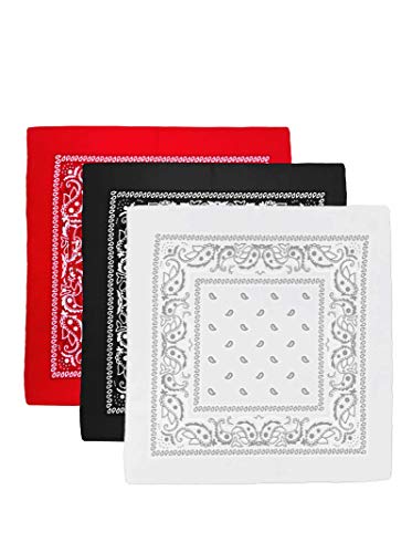 ledermodefashion 3er 6er 12 er Set Bandana Tuch versch Farben 100% Baumwolle Kopftuch Halstuch Nickituch Schal (3er Set #2) von DHOBIA