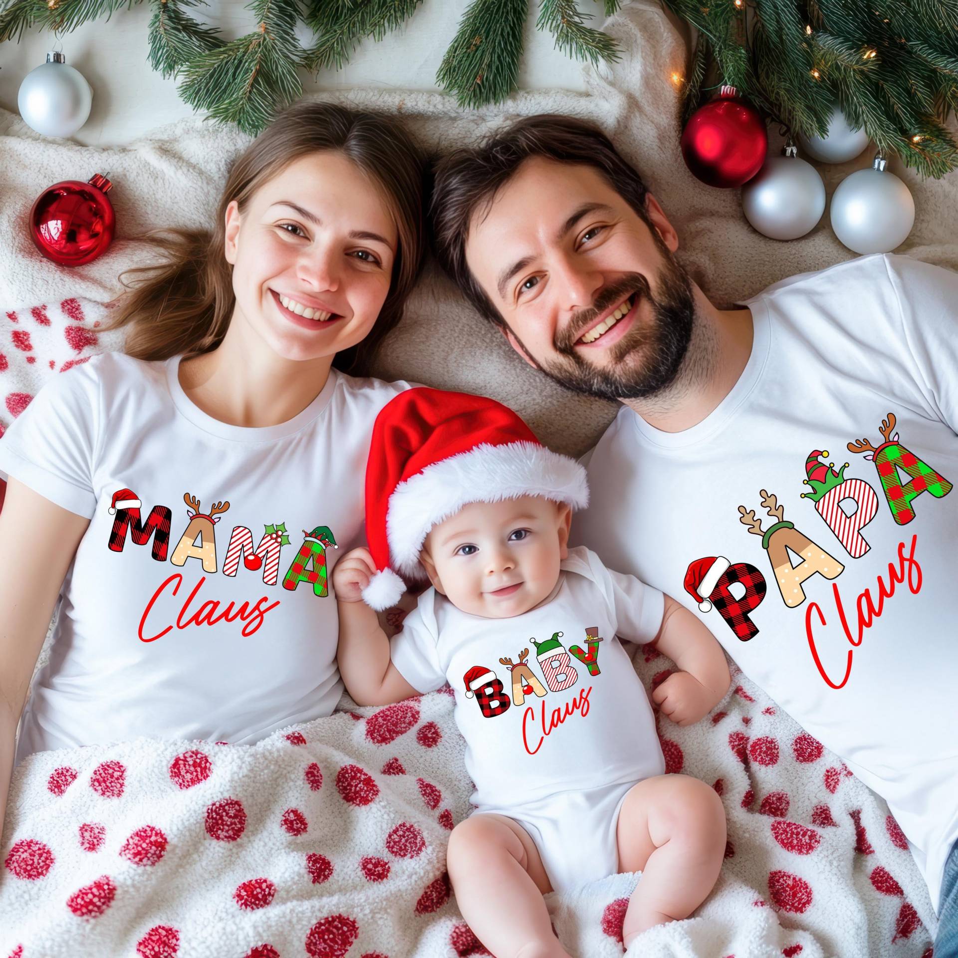 Familien-Weihnachts-T-Shirt-Set Papa Claus, Mama Mini Baby Claus. Weihnachts-T-Shirts Für Die Ganze Familie von DHPrintly
