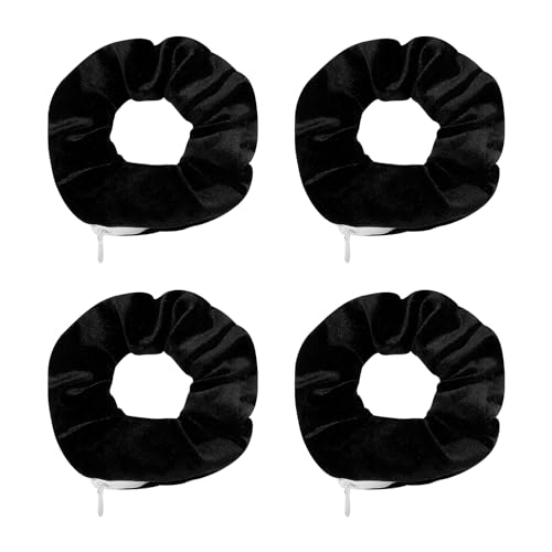 4 Stück Damen-Haargummis, Samt-Haargummis Mit Zip, Reise-Gadgets, Geheime Haargummis, Weiche Haargummis Für Pferdeschwanz, Locken-Haargummis Mit Kugelkopf von DHSBGWSX