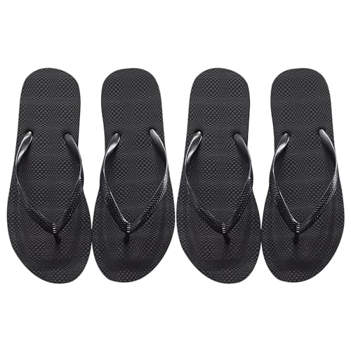 DHSBGWSX 2 Paar Damen Strand-Flip-Flops, Schwarz, Flip-Flop-Hausschuhe, Dusch-Sandalen von DHSBGWSX