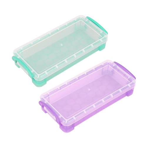 DHSBGWSX 2 Stück Transparentes Stapelbares Federmäppchen, Aquarellstiftetui, Multifunktionale Aufbewahrungsbox, Sichtbares Großes Federmäppchen von DHSBGWSX