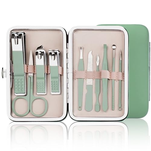 Maniküre Set 10-teilig aus Edelstahl nail set Nagelset mit Etui Nagelpflegeset für Pediküre Nagelknipser set Nagelknipser set Pediküre für Damen und Herren von DHSUN