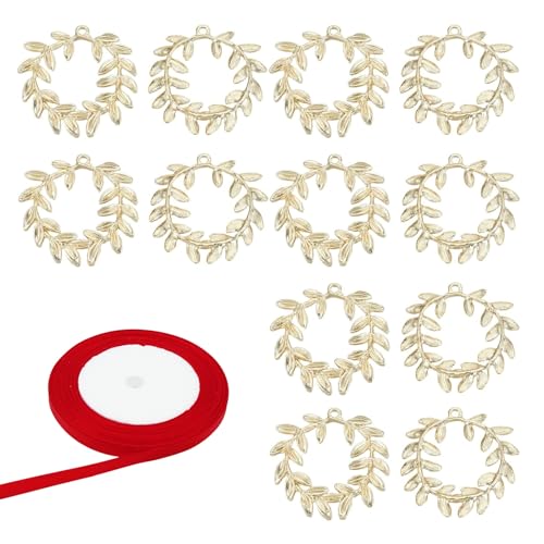 DHWEKU 12 Stück corona alloro laurea Lorbeerkranz Abschluss Deko bomboniere laurea Anhänger mit Satinband zanhänger für Abschluss Geschenk Verpackung Abschlussfeier Dekoration von DHWEKU
