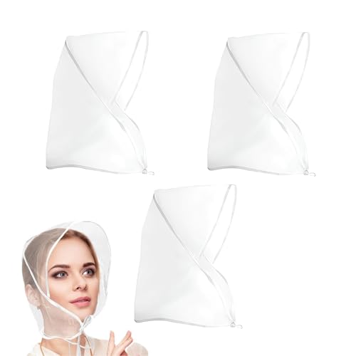 DHWEKU 3 Stück Regenhaube Transparent Kopf Regenhut mit Sonnenschutz Kunststoff Regenhut Damen Wasserdicht Unisex Herren Damen Regenmantel Regenschutz Überkopf Regenmütze von DHWEKU