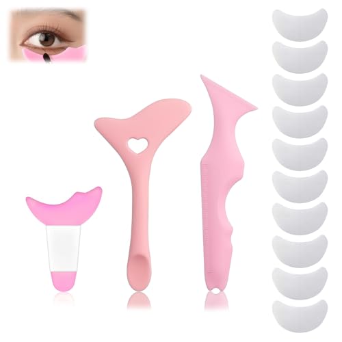 DHWEKU 3 Stück eyeliner stempel lidstrich schablone Eyeliner Hilfe Schablonen Eyeliner-Werkzeug-Set Silikon Eyeliner-Schablonen Augen Make Up Hilfe Multifunktionale Eyeliner Schablone für Anfänger von DHWEKU