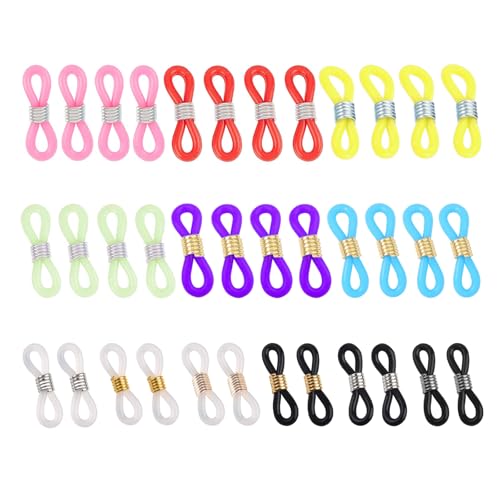 DHWEKU 36 pcs Brillenkette Verbindung aus Silikon - für individuelle Brillenketten! Verstellbare Kettenenden in zufälligen Farben, halten Sie Ihre Brille mit Stil! von DHWEKU