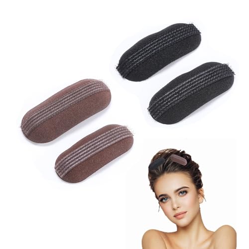 DHWEKU 4 Stücke Haarkissen, Invisible Fluffy Hair Clip Haarpolster, Perfect Puff Haar Kopf Puffhaarkopfkissen Kopf- Und Gesichtsform, Damen- Und Mädchen-Accessoires (Schwarz und Braun) von DHWEKU