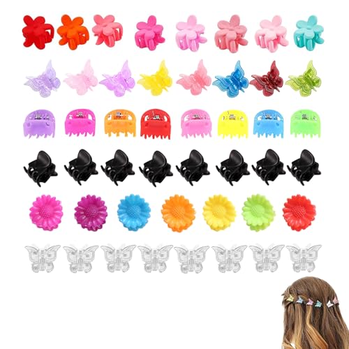 DHWEKU 48 Stück Mini Haarspangen,Haarklauenclip, Kunststoff Haarklaue,Rutschfestem Griff klein Jaw Clips für Mädchen und Frauen von DHWEKU