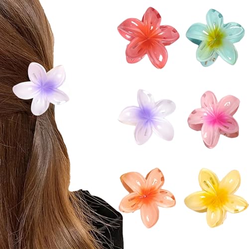 DHWEKU 6 Stück Blumen Haarklammer Klein Rutschfeste Blumen Haarspangen Flower Hair Clip Blumenhaarklammer zum Fixieren von Haaren für Frauen Dick, Dünn Haar (4 cm) von DHWEKU