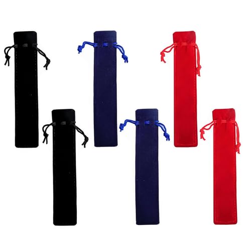 DHWEKU 6 Stück Samt Federbeutel Schwarzer Samt Federbeutel Hülle Samt Kordelzug Federmäppchen Verpackung Kugelschreiber Etui Stift Für Stifte Bleistifte Kugelschreiber von DHWEKU