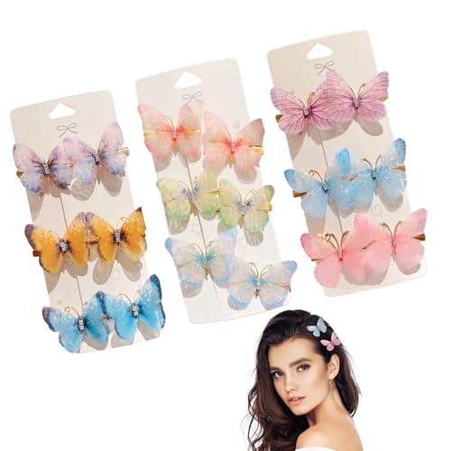 DHWEKU Haarklammern Schmetterling - 18pcs Haarspangen Mädchen, Haarschmuck Schmetterling Haarspangen Glitzer Snap Haarspangen für Teenager Frauen Haarschmuck von DHWEKU