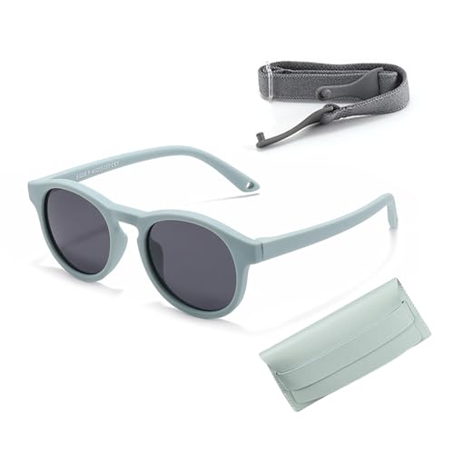 DHWEKU Kindersonnenbrille für Mädchen und Jungen. Geeignet für Kinder ab 6 Monaten.UV400 Sonnenfilter, verstellbare und abnehmbare Bänder, mit blauem Etui von DHWEKU