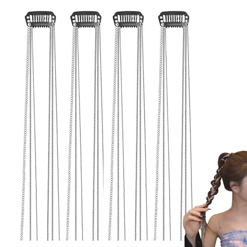 DHWEKU Strass Haarketten 4 Stück Punk Quaste Haarspangen Ketten Kristall Haarspangen Lange Haarspangen mit Strasssteinen Bling Haarschmuck für Frauen Mädchen von DHWEKU