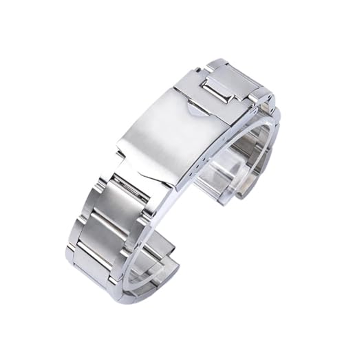 DHYUACN Metall-Armband für Uhren 316L Edelstahl Armband Schwarz 22mm Solide Metall Gebogene Ende Uhr Armband Zubehör(Silver) von DHYUACN