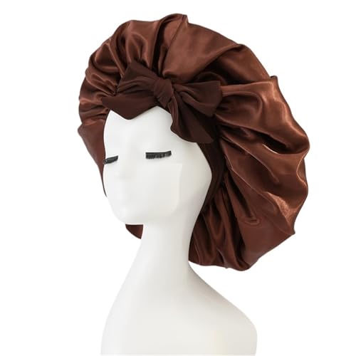 Seiden-Schlafhaube Bonnets Silk Satin Hat Hair Bonnet for Frauen Cap Beanie Curly Braid(Color3) von DHYUACN
