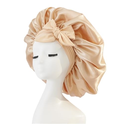 Seiden-Schlafhaube Schlafmütze Damen Satin Solide Nachtschlafmütze Haarpflege Motorhaube Schlummertrunk for Herren(Khaki) von DHYUACN