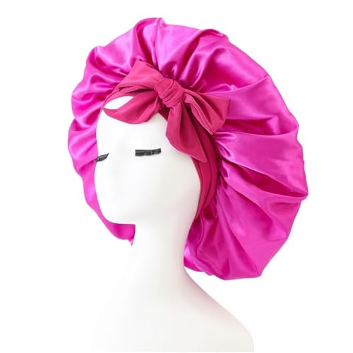 Seiden-Schlafhaube Schlafmütze Damen Satin Solide Nachtschlafmütze Haarpflege Motorhaube Schlummertrunk for Herren(Light red) von DHYUACN
