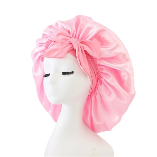 Seiden-Schlafhaube Schlafmütze Damen Satin Solide Nachtschlafmütze Haarpflege Motorhaube Schlummertrunk for Herren(Pink) von DHYUACN