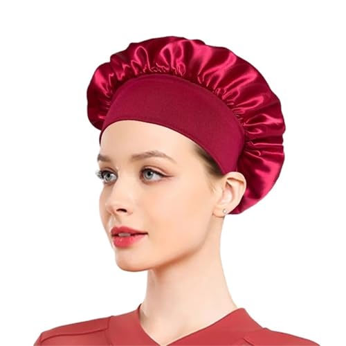 Seiden-Schlafhaube Seiden-Nachthaarkappe for Damen, Schlafpflege for Frauen und Männer, Zöpfe, lockige Motorhauben(Red) von DHYUACN