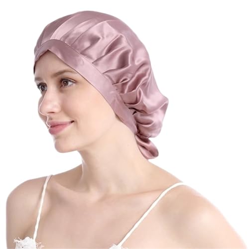 Seiden-Schlafhaube Seidenhaarhauben for Frauen Schlafmütze Nachthaubenkappen Haarschutz Kopfwickel(Light red) von DHYUACN