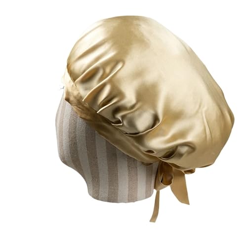 Seiden-Schlafhaube Seidenhauben for Frauen Haar Schlafmütze Motorhaube Satin(Gold) von DHYUACN