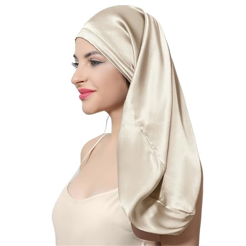 Seiden-Schlafhaube Seidenschlafhaarkappe, lange Nachtschlafabdeckung for Frauen, Pflege, Mama(Khaki) von DHYUACN