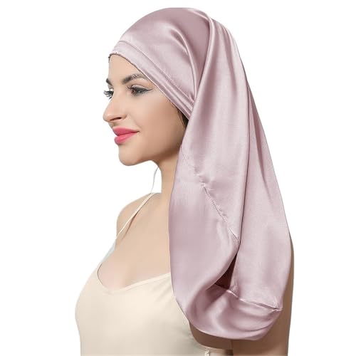 Seiden-Schlafhaube Seidenschlafhaarkappe, lange Nachtschlafabdeckung for Frauen, Pflege, Mama(Light pink) von DHYUACN