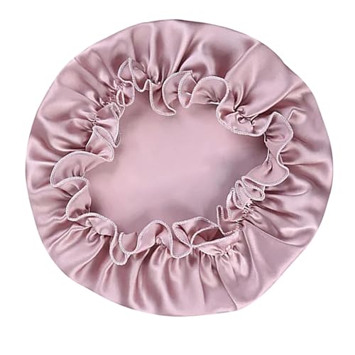 Seiden-Schlafhaube Seidenschlafmütze, Motorhaube, Mütze for Damen, Stirnband mit Gummibändern, Kopftuch, Haarschmuck(Lotus purple,M) von DHYUACN