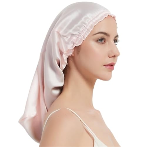Seiden-Schlafhaube Seidenschlafmütze for langes Haar, Haube mit weichem Gummiband for die Haarpflege von Frauen und verschiedene Haare(Light pink) von DHYUACN