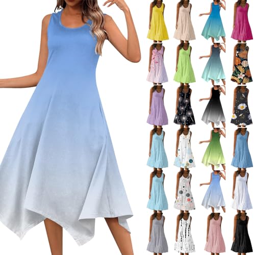 27 Dresses Leicht a Linien Kleid Damen Sommer Übergröße Kleid Sexy Damen Piratenkleid Damen Weiß Kleid Damen Elegant Für Hochzeit Kleider Damen Lang Sommerkleid Damen Leicht Und Luftig(1-Light Blue,S) von DHYUEN