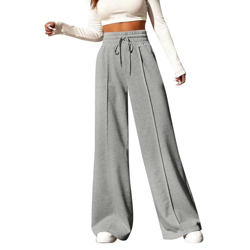 7 8 Hosen Damen Sommer Elegant Loungehose Klamotten Teenager Mädchen Winterhose Soft Freizeithose Sommerhose Baggy Jogginghose Damen Palazzo Hose Jogginghose Damen Langgröße（3-Gray，M） von DHYUEN
