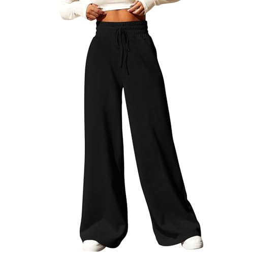 DHYUEN Cordhose Damen Mit Taschen Radlerhose Sportbekleidung Für Damen Leinenhose Freizeit Loungewear Strandhose Jogginghose Baumwolle Damen Jogginghose Jogginghose Damen Baggy（Schwarz，XXL） von DHYUEN