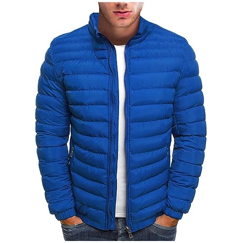 DHYUEN Daunenjacke Herren Leichte Fleecejacke Herren Schwarz Stylish Herren Übergangsjacke Herbst Arbeitsjacke Herren Winter Trendy Winter Jacket Men Fashion Winterjacke Herren Warm(2-Royal Blue,XXL) von DHYUEN