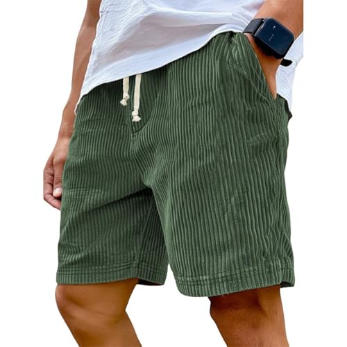 DHYUEN Fitness Shorts Herren Atmungsaktive Freizeit Freizeitshorts Cargo Shorts Chino Cargohose Sommerhose Leichte Chino Kurze Hose Leinenshorts Bequem Kurze Hose Herren Sommer（2-Green，L） von DHYUEN