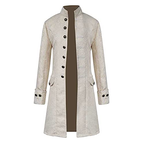 DHYUEN Halloween Herren Kostüme Atmungsaktiver Unterteile Weihnachten Unterteile Frack Mantel Uniform Outdoor Smoking Schmale Passform Mantel Retro Gehrock Vampir Kostüm-Outfits（1-White，4XL） von DHYUEN
