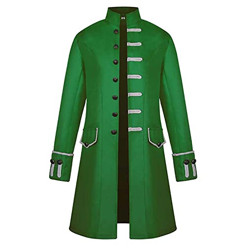 DHYUEN Halloween Herren Smoking Hof Stickerei Mantel Frack Mantel Uniform Für Männer Oberteile Smoking Erfrischendes Mantel Unisex Unterteile Party Oberbekleidung Karneval Gehrock（2-Green，M） von DHYUEN