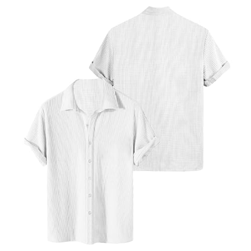 DHYUEN Hemd Weiss Herren Slim Fit Hawaii Druck Jeans Hemd Leinenhemd Herren 3XL Spring and Autumn Hemd Herren Sommerhemd Herren Kurzarm Hemden Herren Slim Fit Gradient Hawaiihemd Herren（1-White,8XL） von DHYUEN