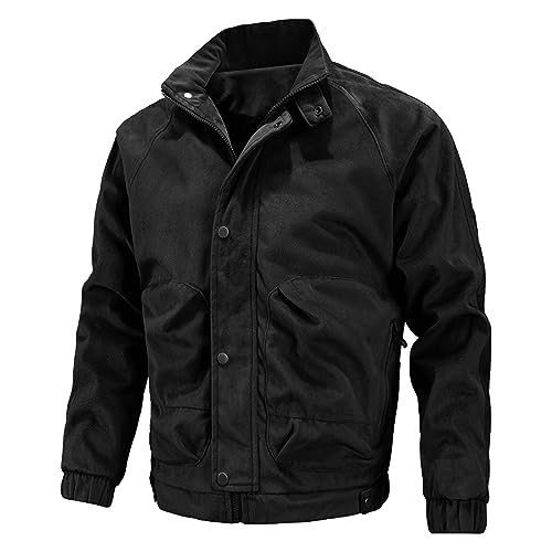 Herren Jacke Zipper wasserdichte Regenjacke Herren Kängurutasche Herbstjacke Herren Bomberjacke Herren Sommer Graphic Leichte Regenjacke Briefe Drucken Regenjacke Herren Faltbar(2-Black,M) von DHYUEN