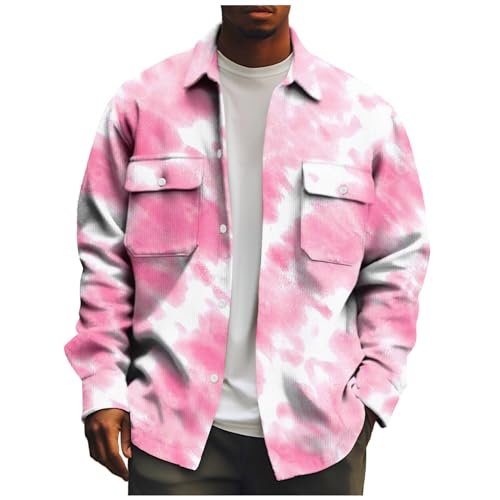 DHYUEN Herren-Jacken Kordelzug Fleecejacke Herren Mit Kapuze Slim Fit Übergangsjacke Herren Herbst Strickjacke Fleec Fleecejacke Herren Schwarz Einfarbige Arbeitsjacke Herren Winter(2-Pink,6XL) von DHYUEN