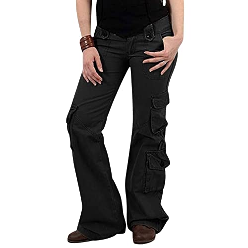 DHYUEN Jogginghose Damen 90er Freizeithose Weite Beine High Waist Streetwear Frauen Cargohose Damen Lange Cargo Hose Y2k Boyfriend Pants Egirl Baggy von DHYUEN